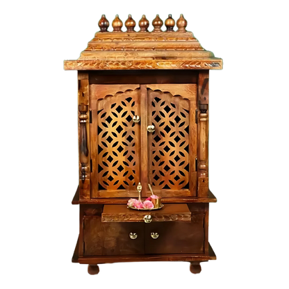 Samriddhi Sheesham Wood Mandir (Teak) Front view