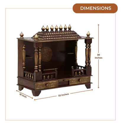 Samrudhi Sheesham Wood Mandir (Brown) Dimensions