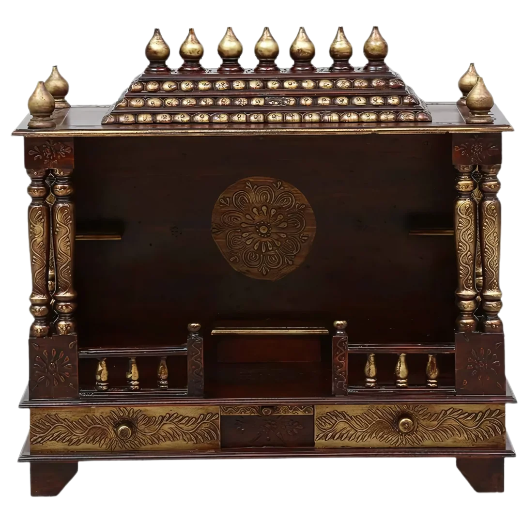 Samrudhi Sheesham Wood Mandir (Brown) Front view