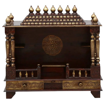 Samrudhi Sheesham Wood Mandir (Brown) Front view