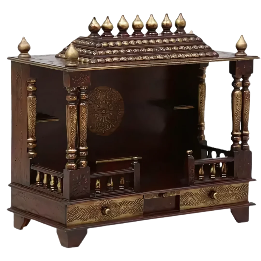 Samrudhi Sheesham Wood Mandir (Brown) Side angle