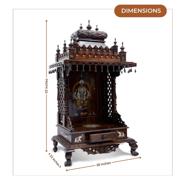 Sannidhi Teak Wood Mandir (Brown) dimensions 