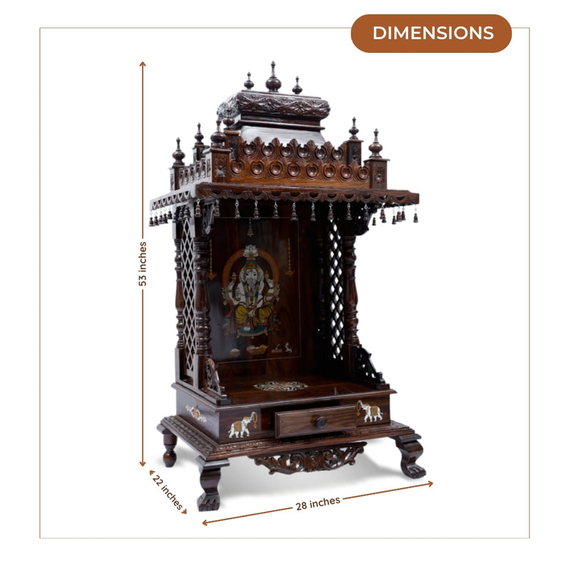Sannidhi Teak Wood Mandir (Brown) dimensions 