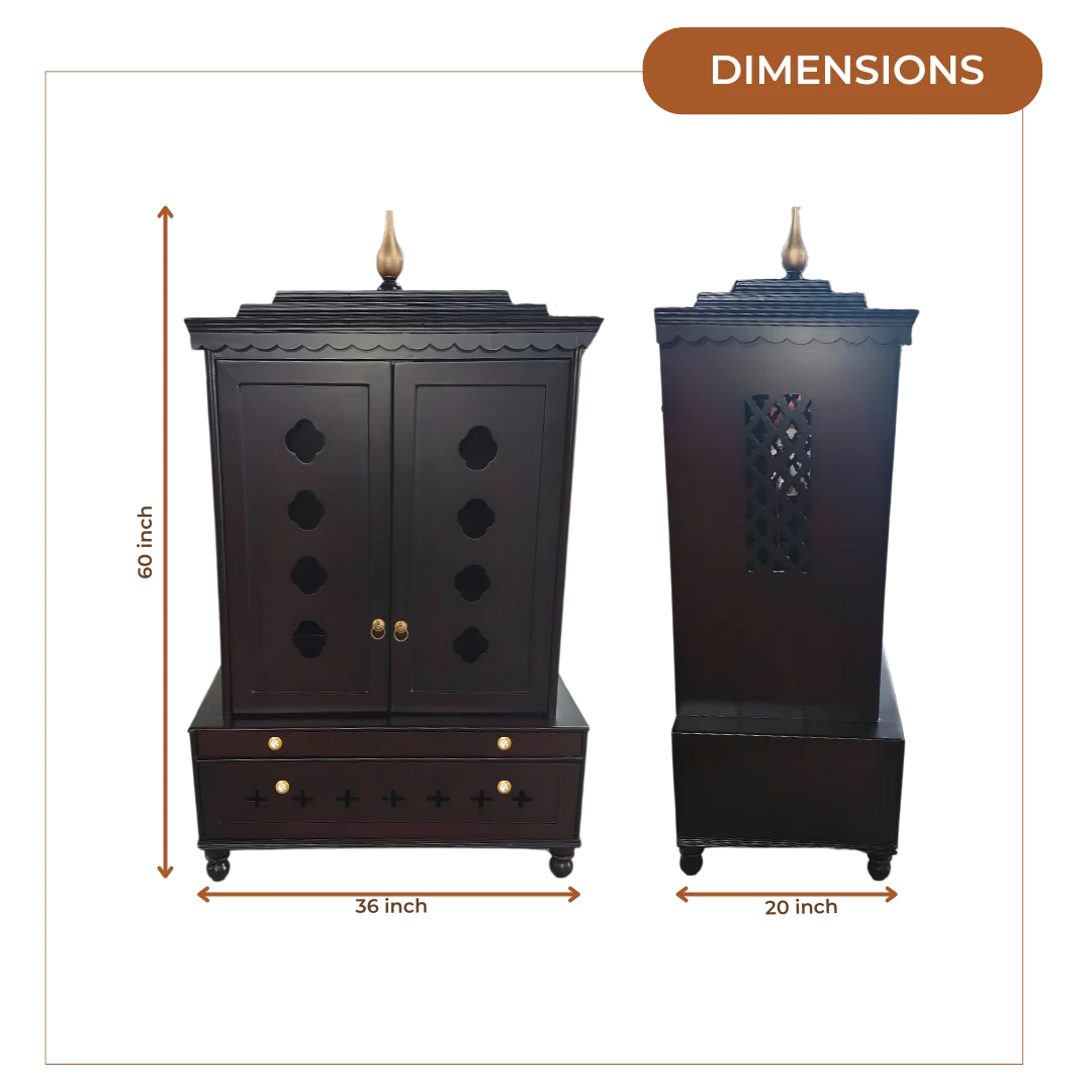Sanraksha Teak Wood Mandir (Brown) Dimensions 