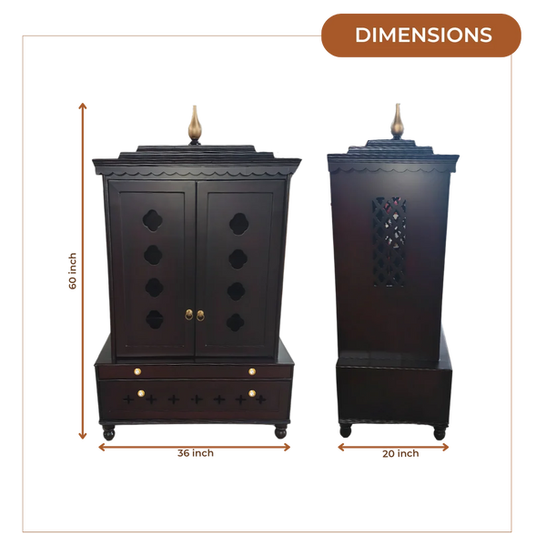 Sanraksha Teak Wood Mandir (Brown) Dimensions 