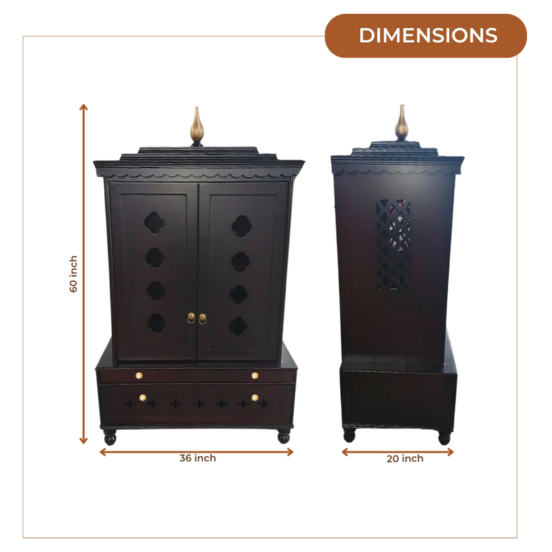 Sanraksha Teak Wood Mandir (Brown) Dimensions 