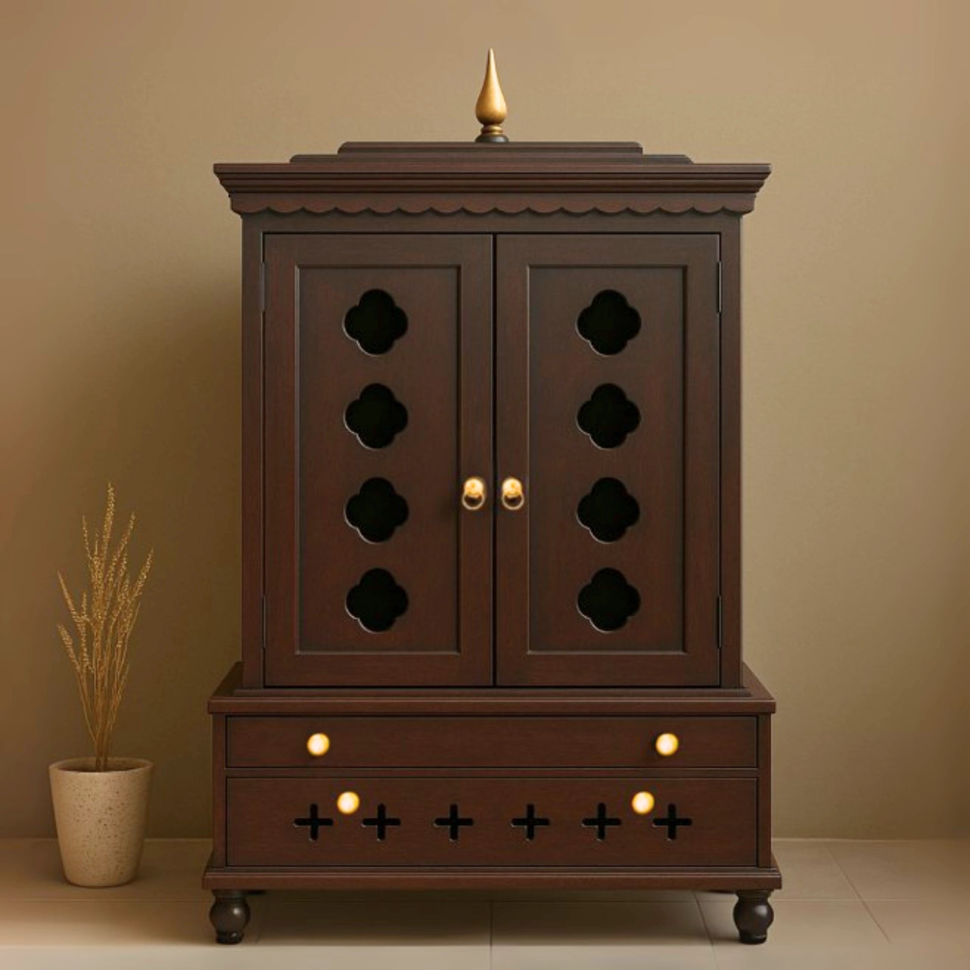 Sanraksha Teak Wood Mandir (Brown) lifestyel view
