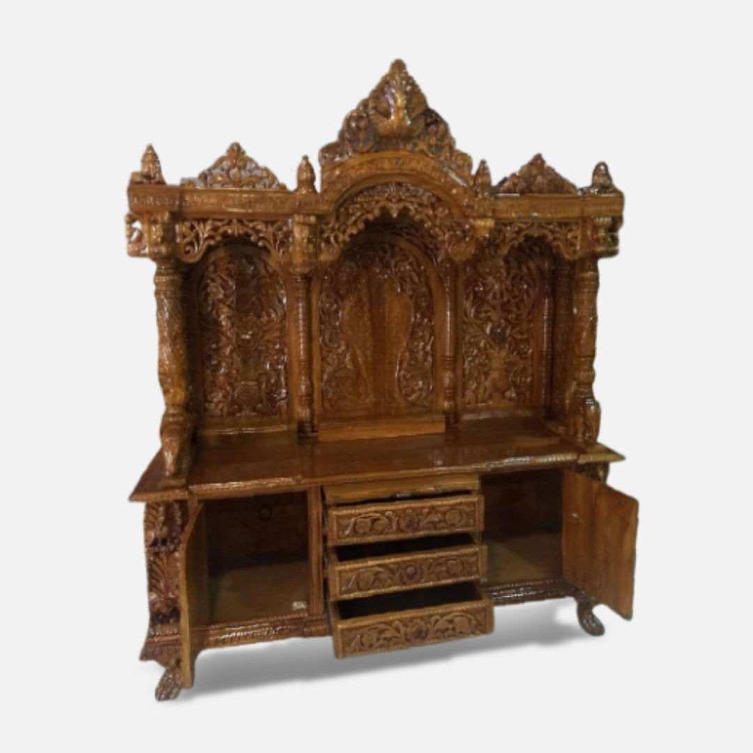 Santosham Teak Wood Mandap (Teak) side angle 
