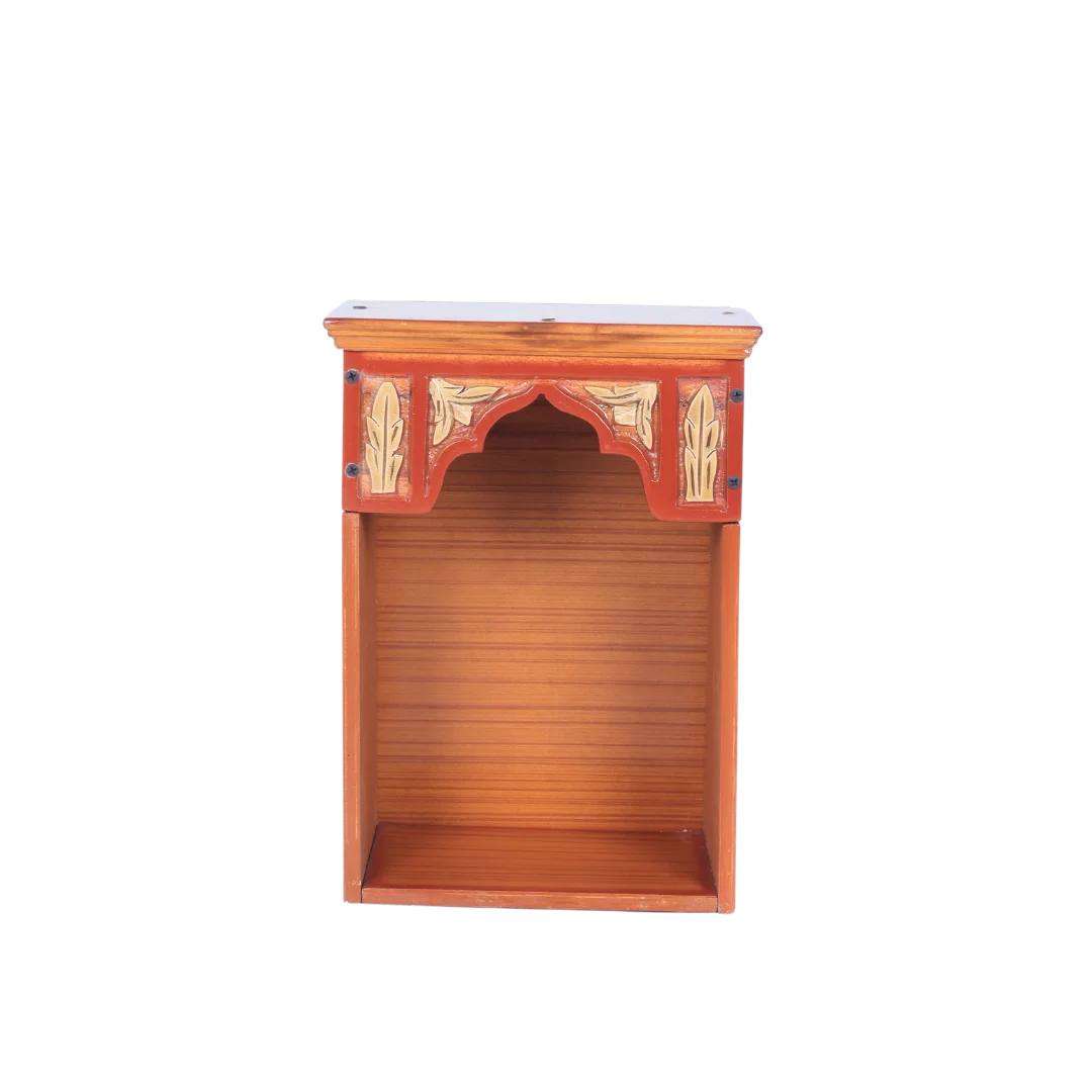 Sattva Teak Wood Pooja Mandir Teak Gold