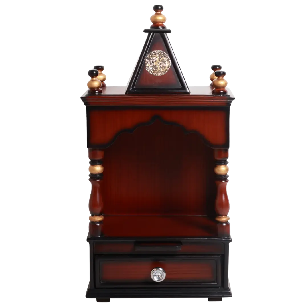 Satvika Wall Mount Pooja Mandir without Door(Brown Gold) Front Image