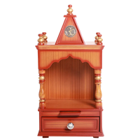 Satvika Wall Mount Pooja Mandir without Door Front View Image(Teak Gold)