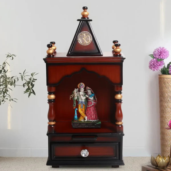 Satvika Wall Mount Pooja Mandir without Door (Brown Gold)