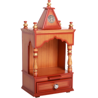 Satvika Wall Mount Pooja Mandir without Door Side Angle(Teak Gold)