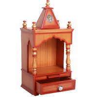 Satvika Wall Mount Pooja Mandir without Door Side View(Teak Gold)