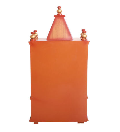 Satvika Wall Mount Pooja Mandir without Door (Teak Gold) Backside Image