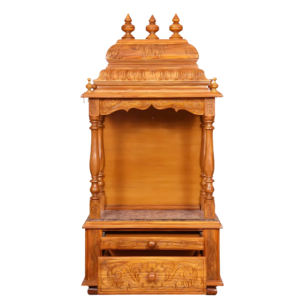 Satyam Sheesham Wood Mandir (Teak) Front view