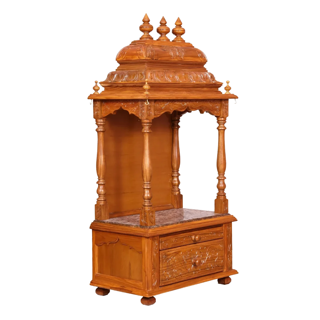 Satyam Sheesham Wood Mandir (Teak) Side Angle