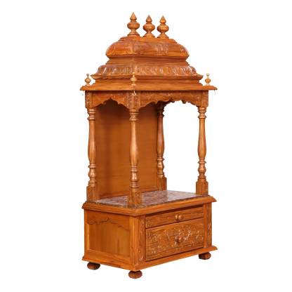Satyam Sheesham Wood Mandir (Teak) Side Angle
