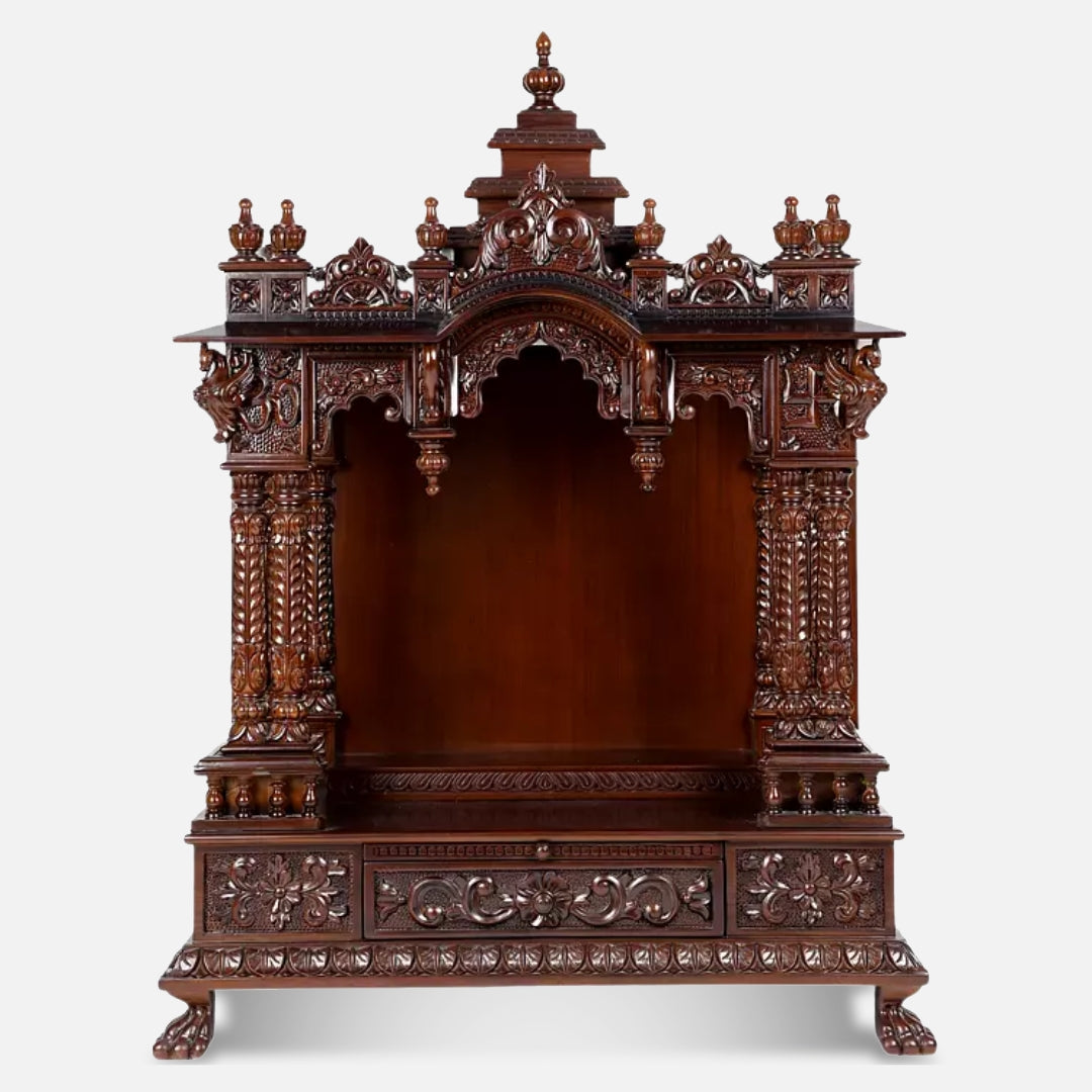 Satyaprakash Teak Wood Mandap (Brown) front view 