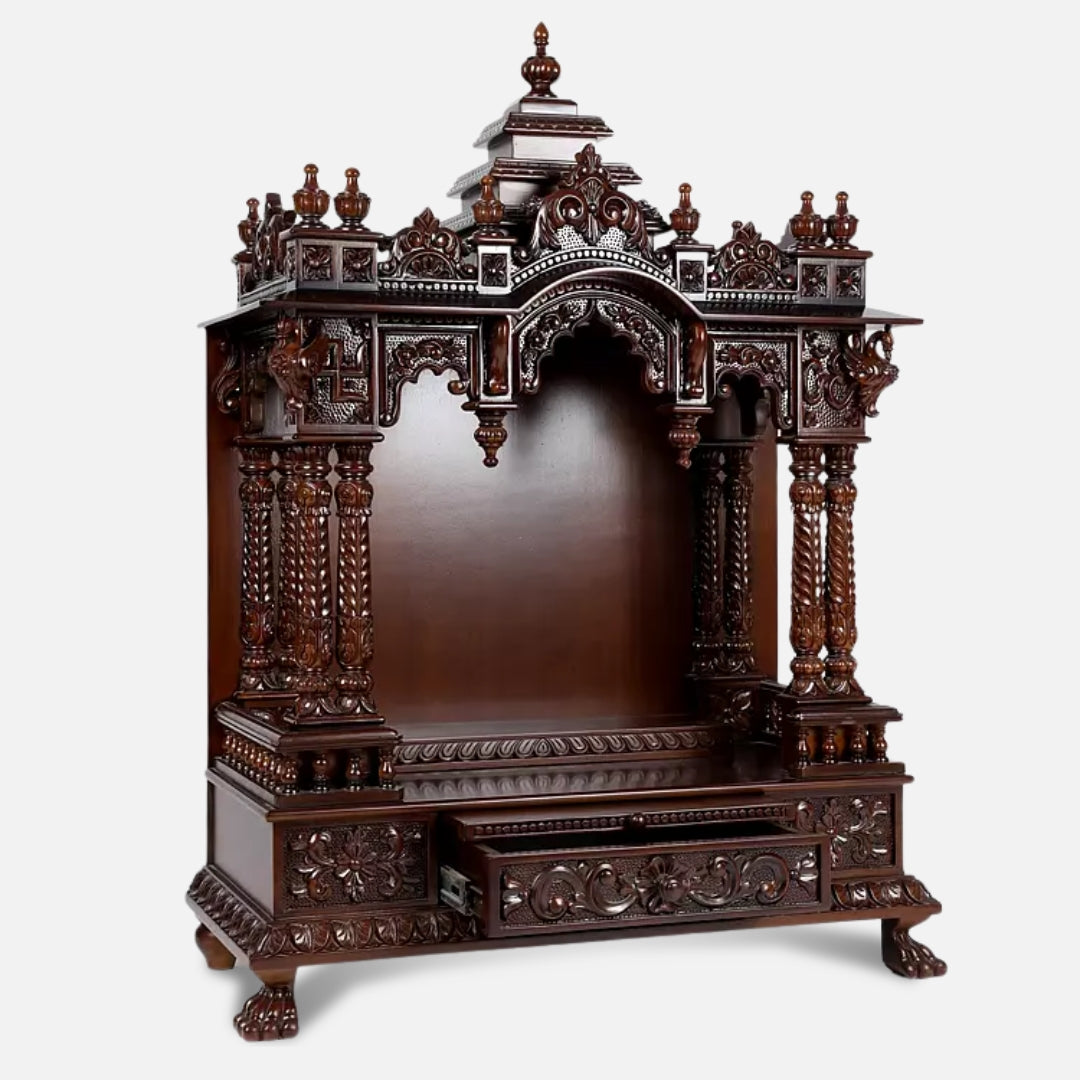 Satyaprakash Teak Wood Mandap (Brown) side angle