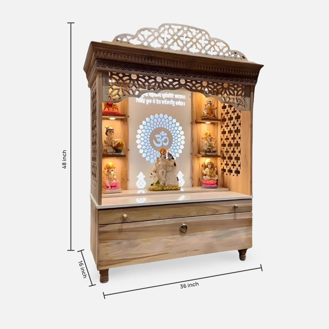  Satyaraj Teak Wood Mandir (Teak)dimensions image 