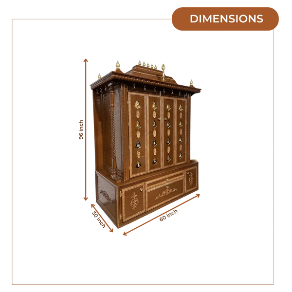 Saumitra Teak Wood Mandap (Brown) dimensions