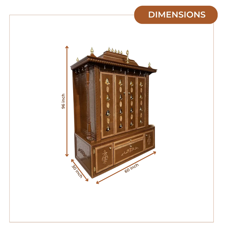 Saumitra Teak Wood Mandap (Brown) dimensions