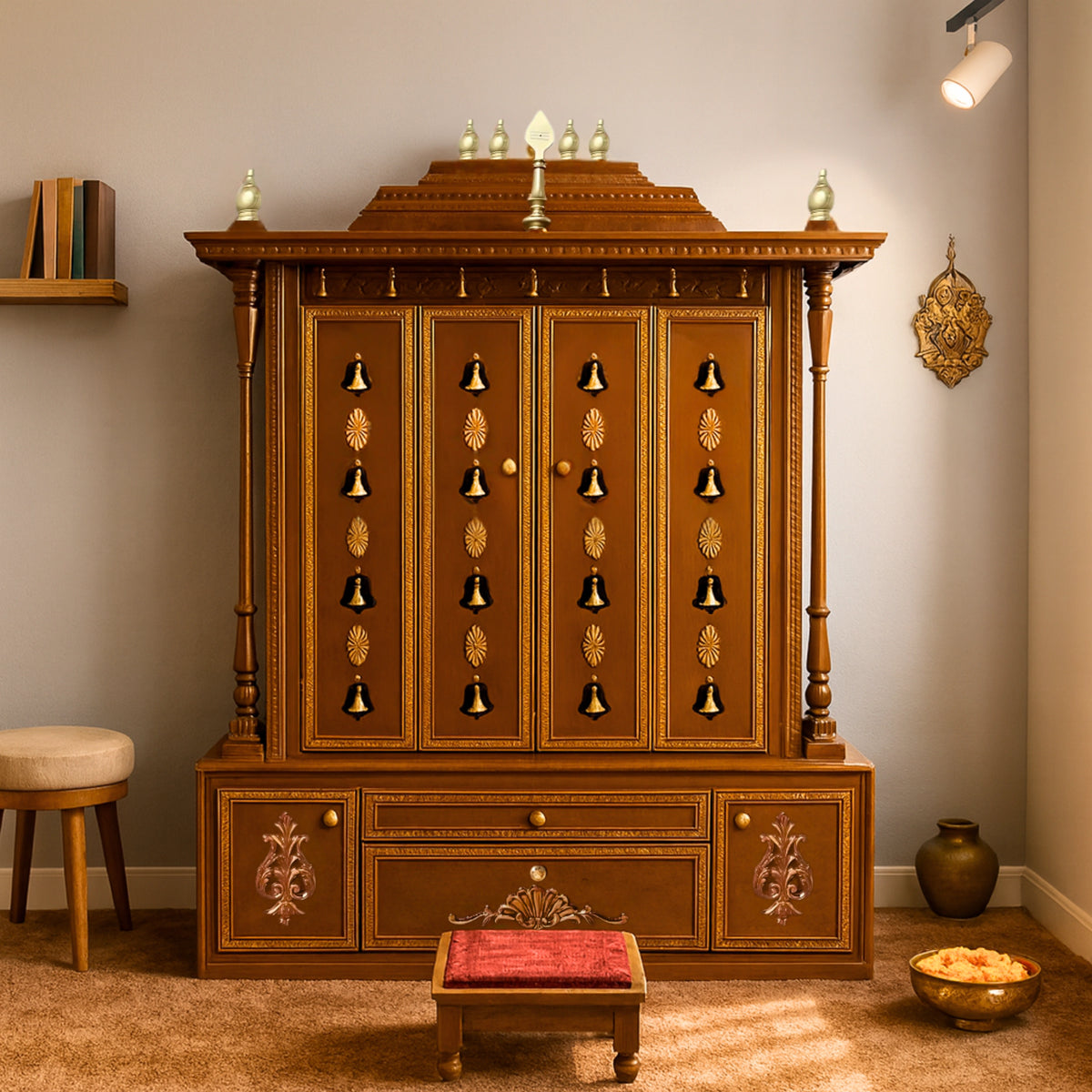 Saumitra Teak Wood Mandap (Brown) lifestyle view