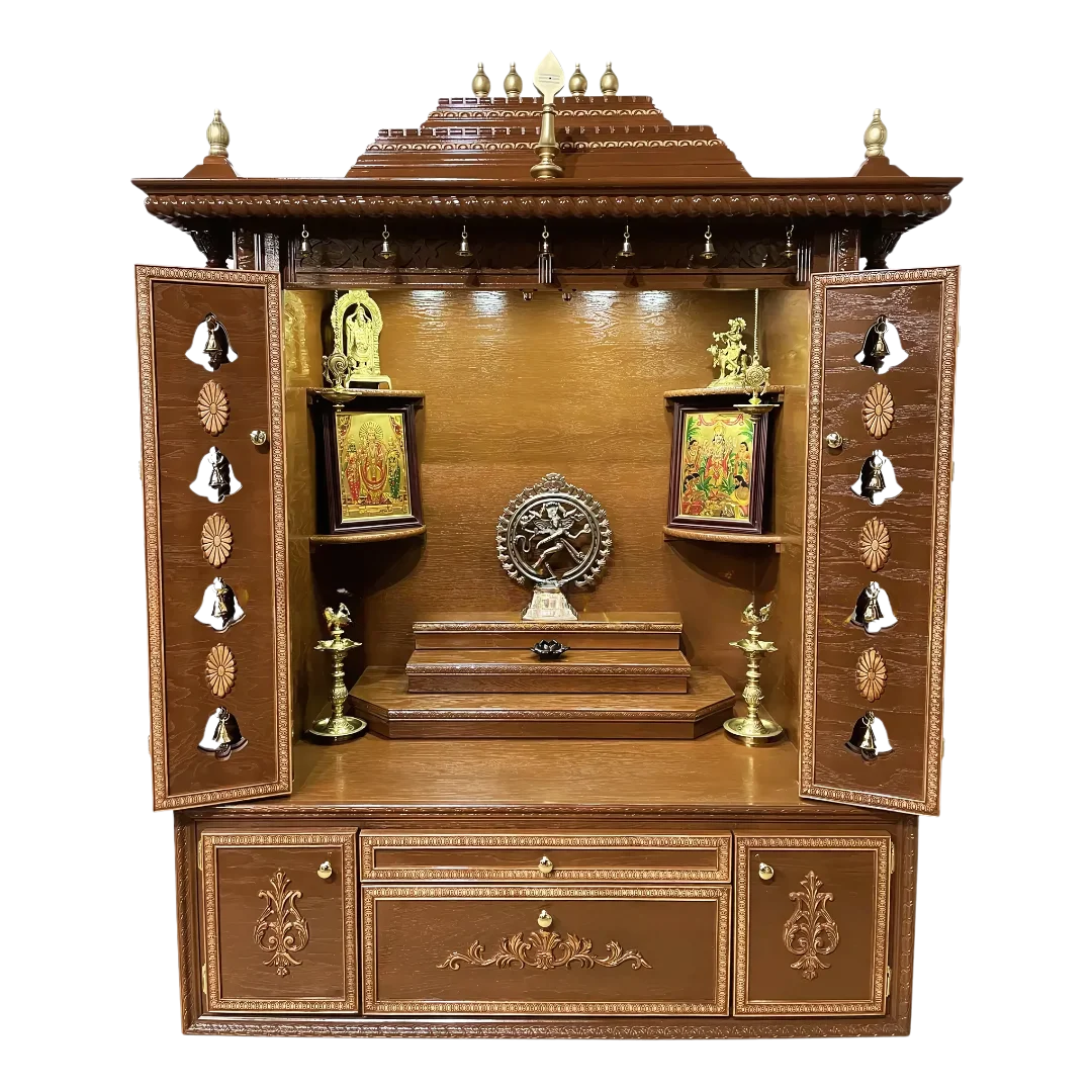 Saumitra Teak Wood Mandap (Brown) open door