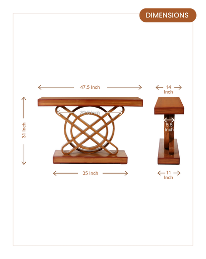 Sedin Solid Wood Console Table (Teak) dimensions