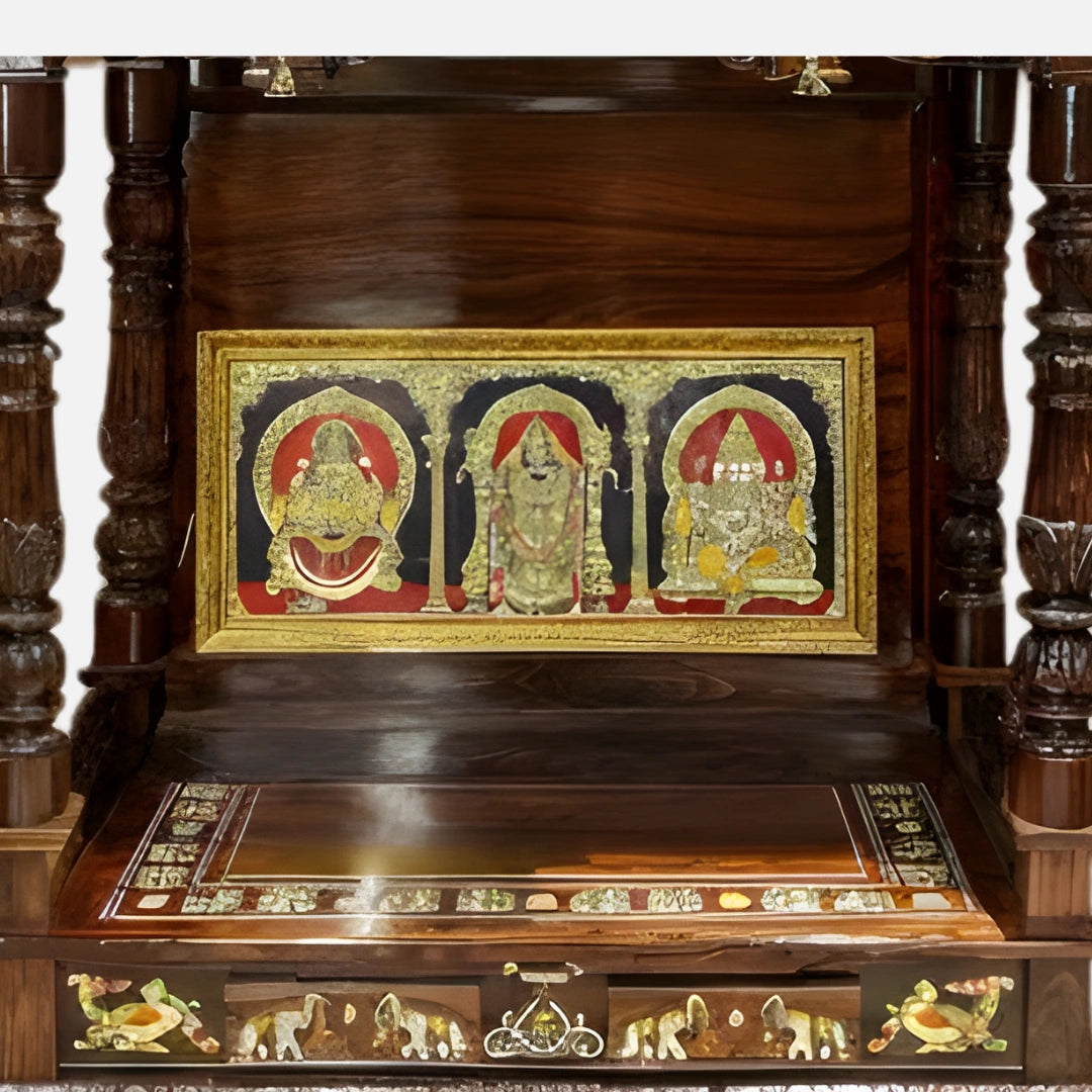 Shambhavi Teak Wood Mandap (Brown) side close view 