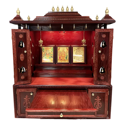Shanti Dham Teak Wood Mandap (Cherry) open door view