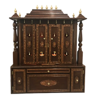 Shanti Dham Teak Wood Mandir (Brown) front view