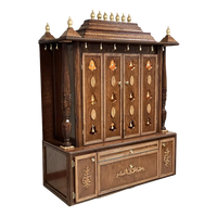 Shanti Dham Teak Wood Mandir (Caramel Brown) side angle