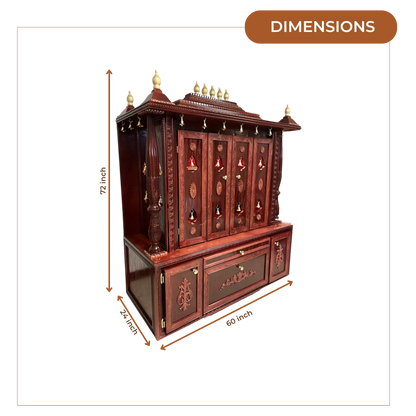 Shanti Dham Teak Wood Mandir (Cherry) dimensions