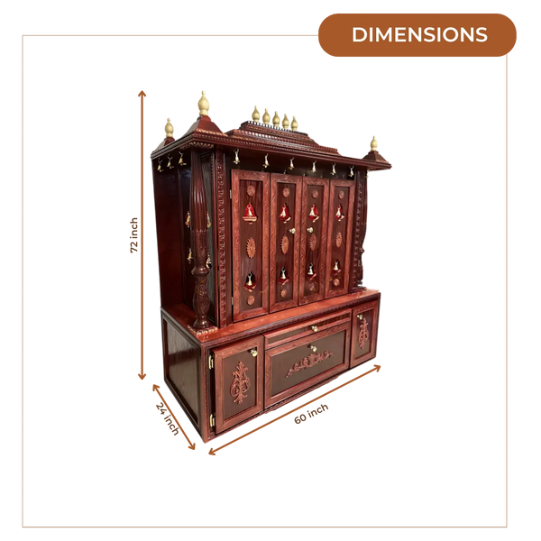 Shanti Dham Teak Wood Mandir (Cherry) dimensions