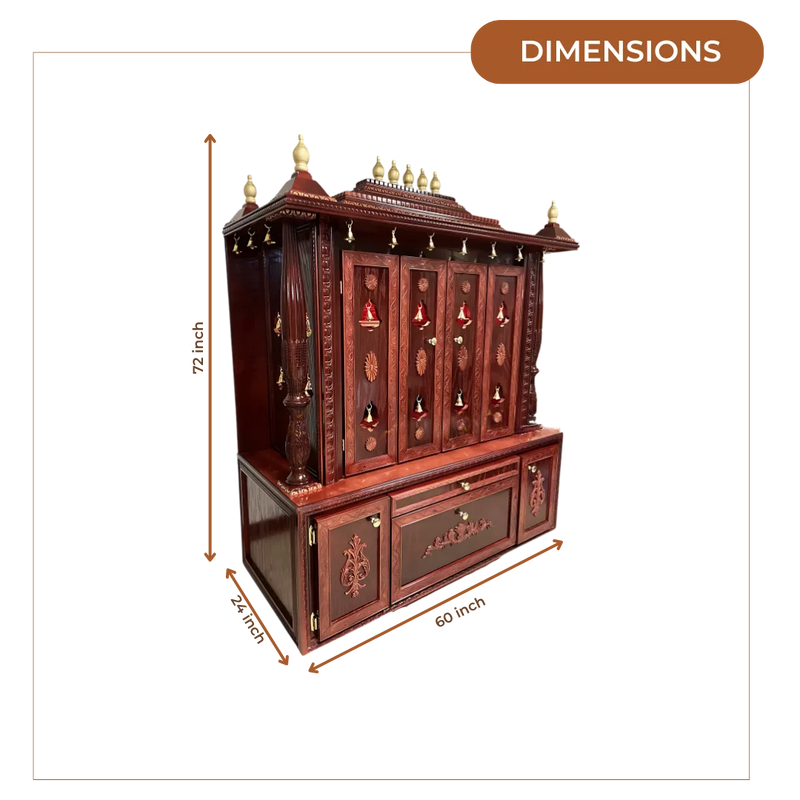 Shanti Dham Teak Wood Mandir (Cherry) dimensions