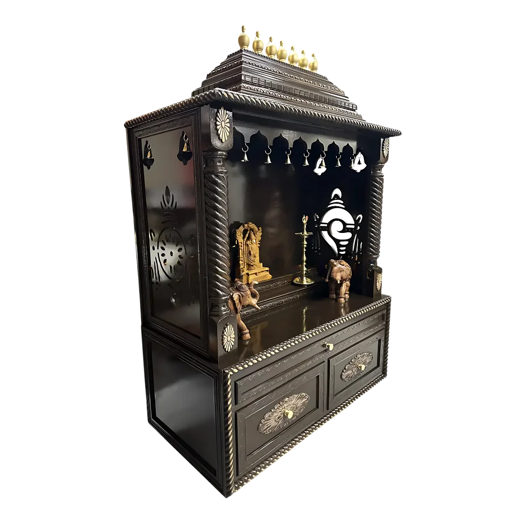 Shanti Stambh Teak Wood Mandap (Dark Brown) Side angel
