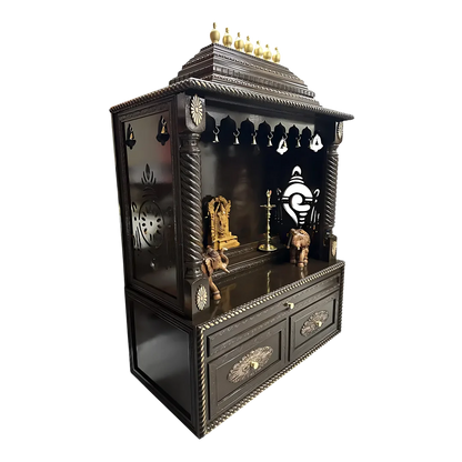 Shanti Stambh Teak Wood Mandap (Dark Brown) Side angel