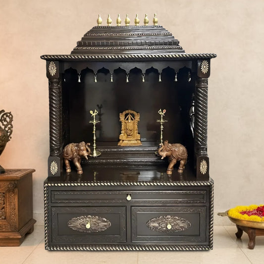 Shanti Stambh Teak Wood Mandap (Dark Brown) lifestyle view