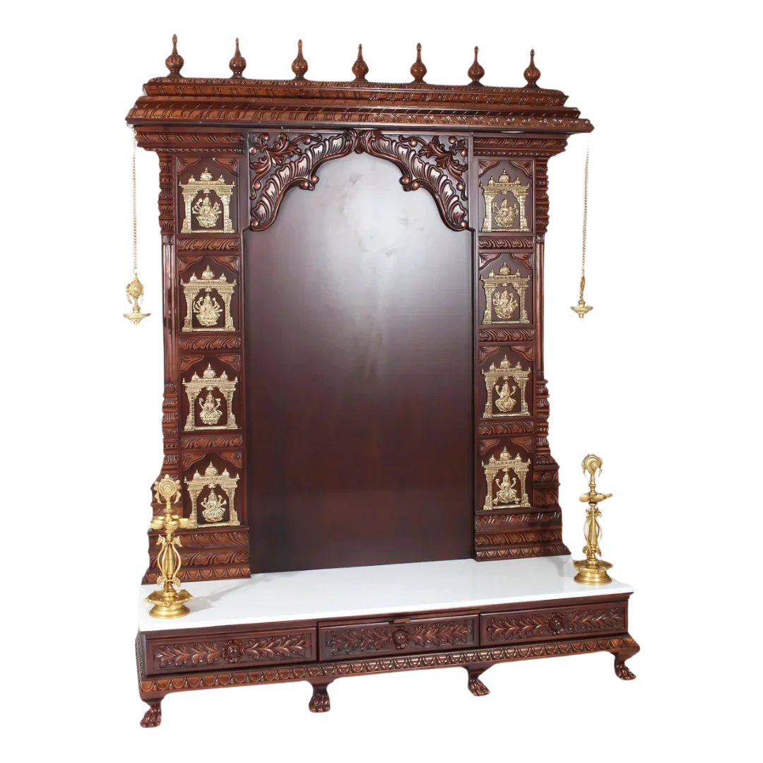 Sharvani Teak Wood Mandap (Brown) side angle 