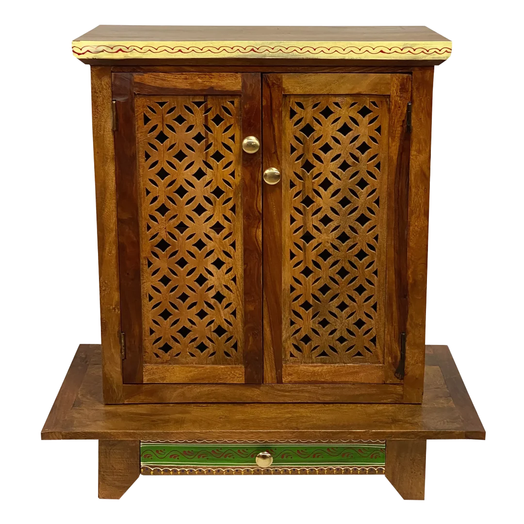 Sharvika Sheesham Wood Pooja Mandir (Teak) Front view