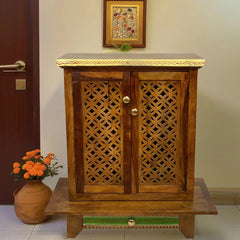 Sharvika Sheesham Wood Pooja Mandir (Teak)