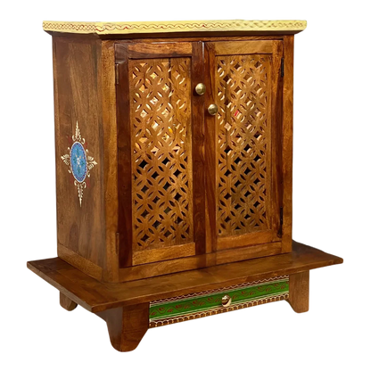 Sharvika Sheesham Wood Pooja Mandir (Teak) Side Angle