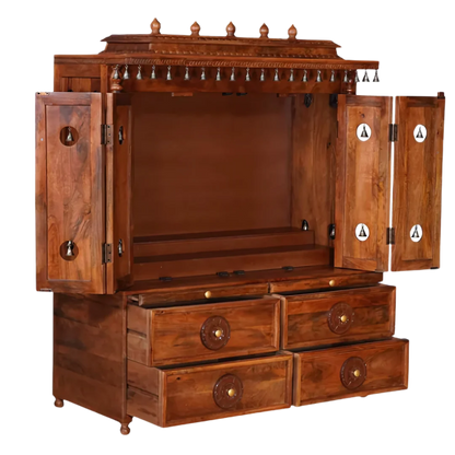 Sharvya Sheesham Wood Mandap (Teak) Open Door Side Angle