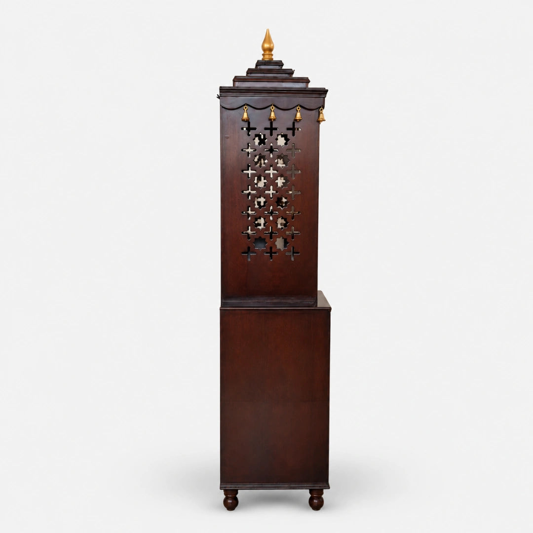 Shikharam Teak Wood Pooja Mandap (Brown) Side Angle
