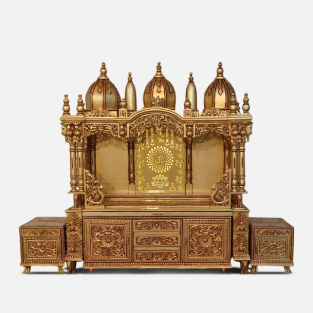 Shilpa Teak Wood Mandap (Gold) Front view