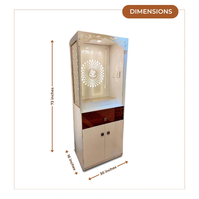 Shivalok Teak Wood Mandap (White)dimensions 