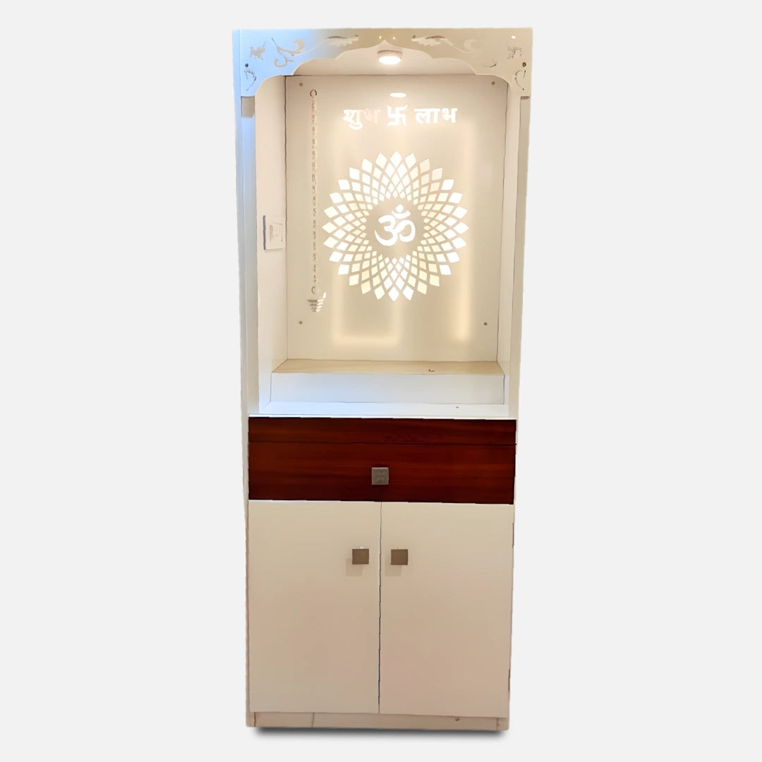 Shivalok Teak Wood Mandap (White)front view 