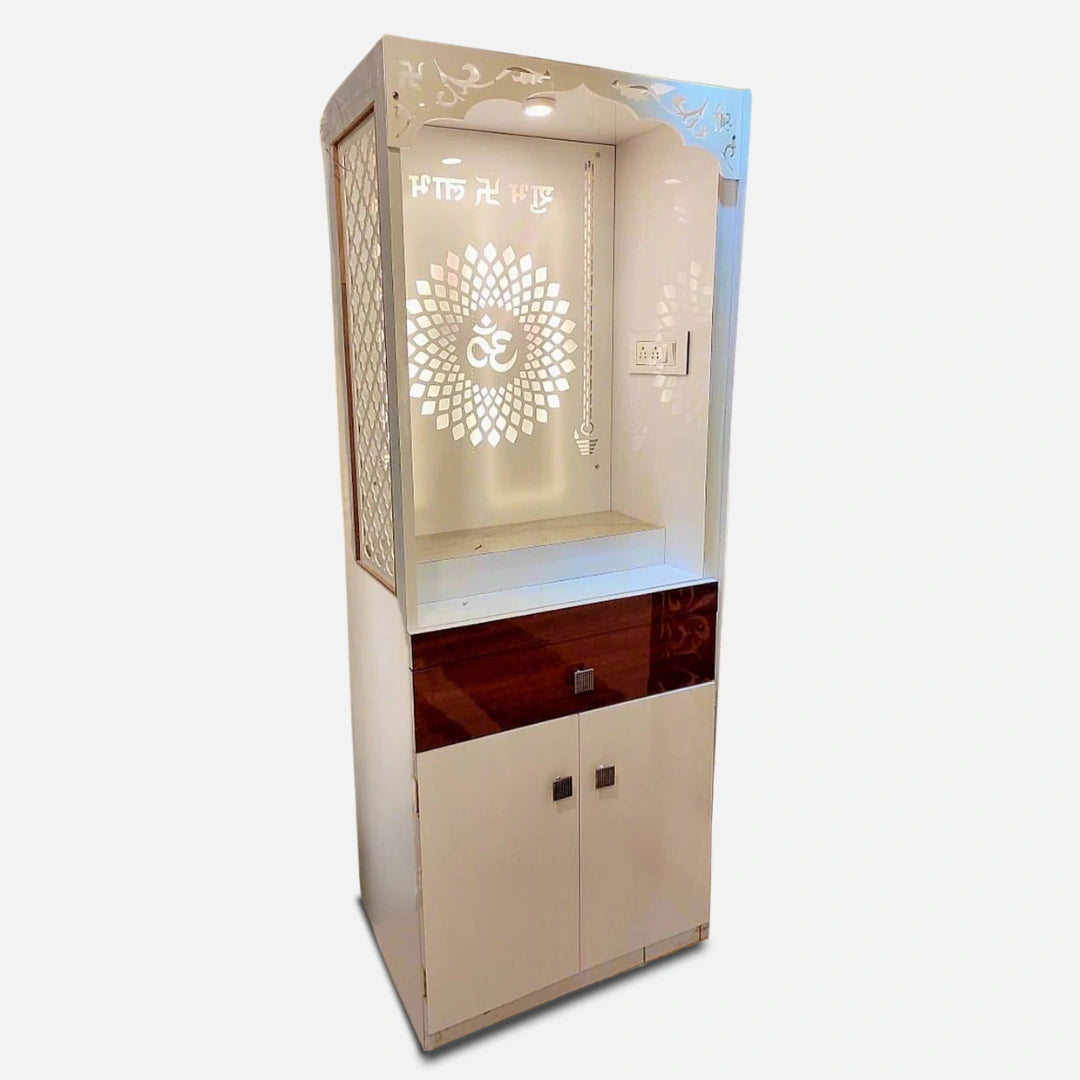 Shivalok Teak Wood Mandap (White) side angle